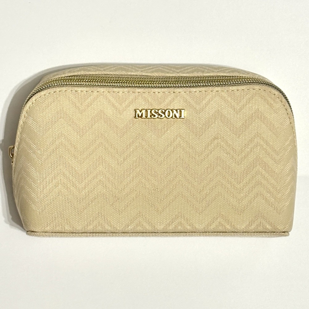 DELTA MISSONI Delta One Travel Amenity Kit Ivory Cream Trip Bag New EMPTY 7"